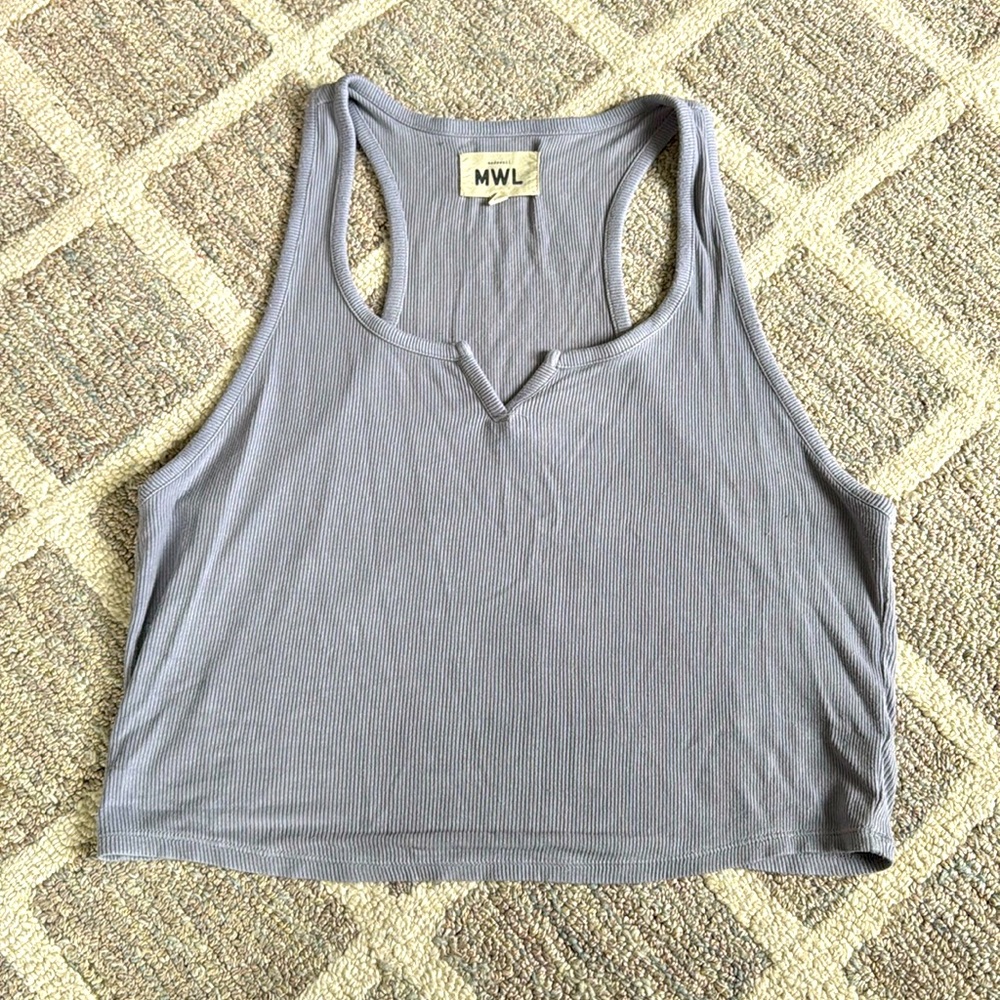 Madewell soft crop tank racer back ribbed lavender
